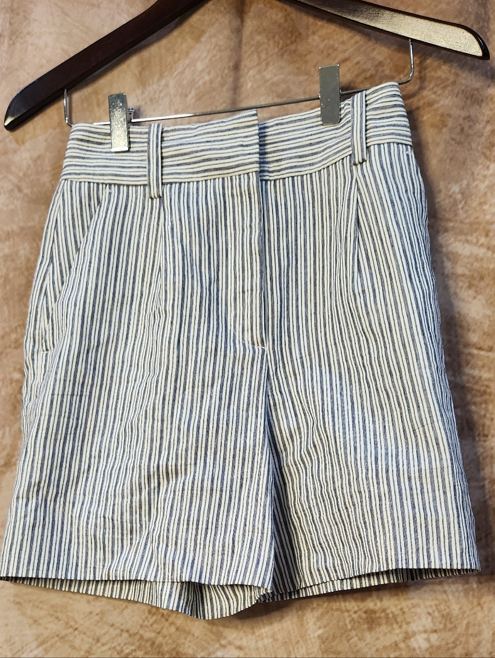 ZARA Blue White Striped High-Waist Shorts – Size XS - Picture 2 of 7